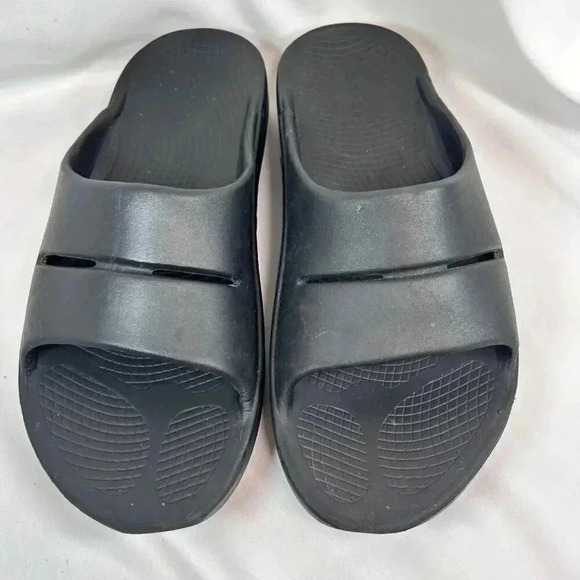 OOFOS OOahh Sport Flex Slides Size M9/W11 Black Athleisure - Picture 2 of 9